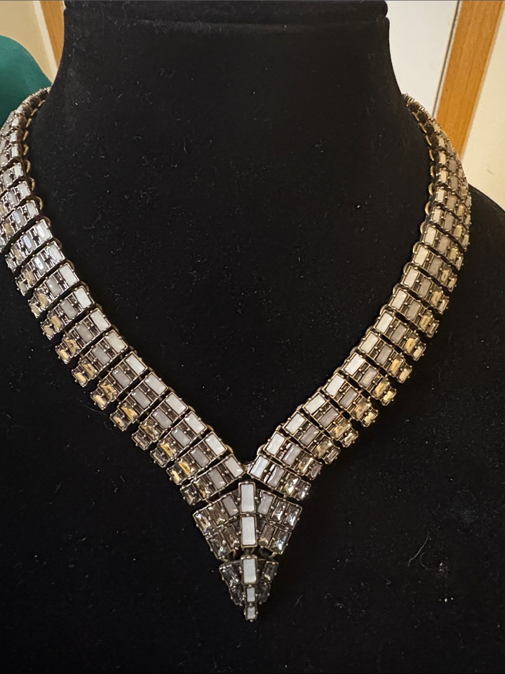 Vintage art deco waterfall glass tile necklace